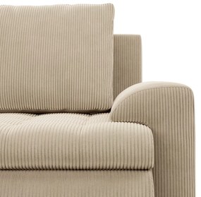 Tokio U sarokkanapé, 3 ágyneműtartóval, kordbársony, baloldali, bézs