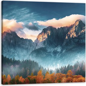 Vászonkép Hegyek Ég Erdő Természet 80X80 cm Ajándéknak is tökéletes