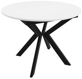Asztal Oswego 112Fehér, Fekete, 76x138cm, Hosszabbíthatóság, Laminált forgácslap, Fém