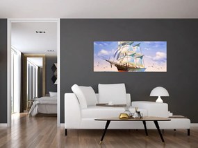 Kép egy hajóról a hullámokon (120x50 cm)