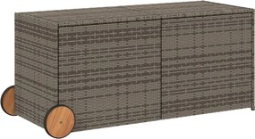 vidaXL szürke polyrattan kerti tárolóláda kerekekkel 283 L
