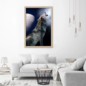 Gario Poszter Farkas üvölt a holdra A keret színe: Fekete, Méret: 70 x 100 cm