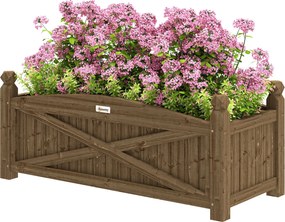 Outsunny Felső Emelt Fából Készült Ültetőedény Városi Kerthez Növények, Virágok, Fűszernövények Növesztésére, Téglalap Alakú Ültetőedény Kerthez, Erké