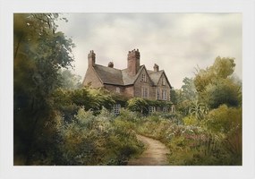 Poszter Keret Fa Tájkép Anglia Parasztház Kert 60x40