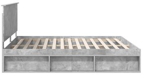 vidaXL Ágykeret fejtámlával Beton 200 x 200 cm Tömör fenyőfa