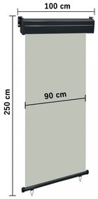 szürke oldalsó terasznapellenző 105 x 250 cm