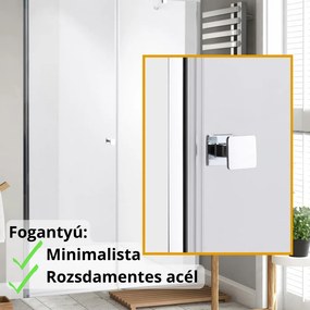 Stuxi Bari Fix 180 cm (80+100) széles nyíló zuhanyajtó fix fallal, 6 mm vízlepergető üveggel, króm profillal, 195 cm magas