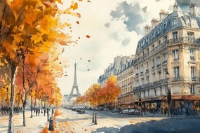 Fotótapéta Flizelina Város Utca Párizs Eiffel-torony Ősz 416x254 ragasztó