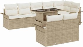 vidaXL Kerti Kanapé Szett párnával 9 pcs Bézs Poli rattan