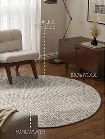 Világosszürke-krémszínű kézi szövésű gyapjú kerek szőnyeg ø 160 cm Lyon Beans – Elle Decoration