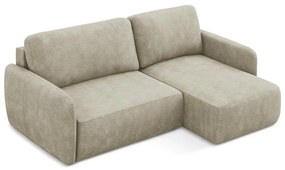 Bézs zsenília kinyitható-tárolóhelyes sarokkanapé (jobb oldali-heverő résszel) Lilo – Makamii