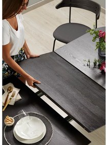 Sötétbarna bővíthető étkezőasztal kőrisfa dekoros asztallappal 100x170 cm Milian – Kave Home