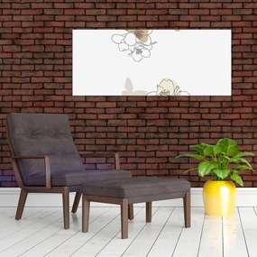 Kép - Bézs virágok pillangóval N⁰2 (120x50 cm)