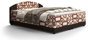 Franciaágy  Boxspring 140 cm Orlando (minta + sötétbarna) (matraccal és tárolóhellyel). 1047276