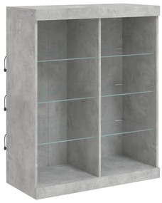 betonszürke tálalószekrény LED-világítással 81 x 37 x 100 cm