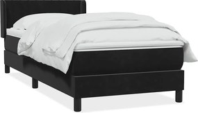 vidaXL fekete bársony rugós ágy matraccal 80x220 cm