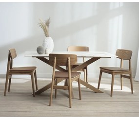Konyakbarna-natúr színű bőrutánzat étkezőszék Livo – Unique Furniture