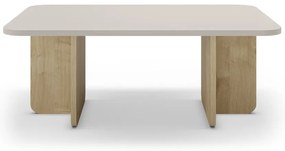 Krémszínű-natúr színű dohányzóasztal tölgyfa dekorral 56x100 cm Hillary – Marckeric