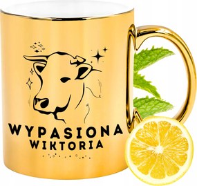 Prémium Arany Csillogó Bögre Viktória Ajándék Nyomtatott Fotóval