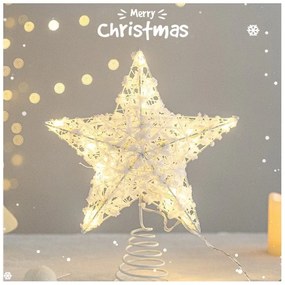LED világító csillag karácsonyfára WHITE STAR 25 cm, fehér