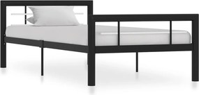 vidaXL fekete és fehér fém ágykeret 90 x 200 cm