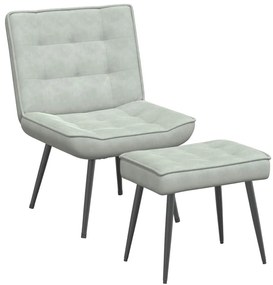 világosszürke bársony pihenőfotel lábtartóval