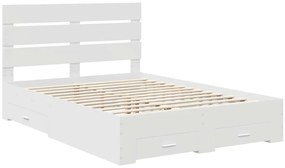 vidaXL Ágykeret fiókkal fejtámlával Fehér 140 x 190 cm Faanyag