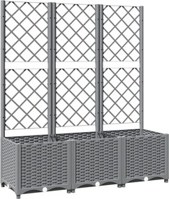 vidaXL világosszürke PP rácsos kerti ültetőláda 120 x 40 x 136 cm