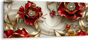 Kép - 3D piros-arany virágok (120x50 cm)