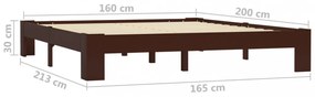 sötétbarna tömör fenyőfa ágykeret 160 x 200 cm