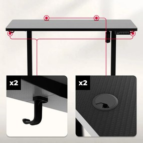 Elektromos íróasztal 72-118 cm állítható, LED panel, 120×60 cm, fekete