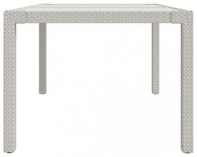 fehér polyrattan és edzett üveg kerti asztal 150 x 90 x 75 cm