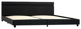Fekete LED-es műbőr ágykeret 180 x 200 cm