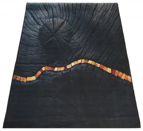 Egyszerű fekete szőnyeg érdekes részletekkel Szélesség: 60 cm | Hosszúság: 100 cm