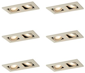 6 darabos modern, bézs színű, süllyesztett spotlámpa szett GU10 50mm állítható 2-lámpás - Qure