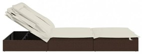 2 személyes barna polyrattan napágy tetővel 213 x 118 x 97 cm