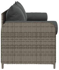 3 személyes szürke polyrattan kerti kanapé párnával