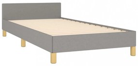 világosszürke szövet ágykeret fejtámlával 90 x 200 cm