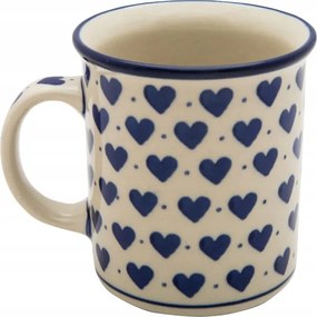 Bögre 300 ml Művészi kerámia Bolesławiec minta 0570B Szívek