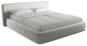 Világosszürke kárpitozott ágyneműtartós franciaágy ágyráccsal 180x200 cm Kiana – Makamii