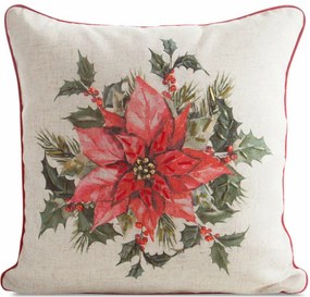 Ünnepi díszpárnahuzat 45x45 cm-es kispárnára, virág mintával, cipzáras