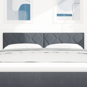 LED Fejléces ágy Gyémánt Blokk Dizájn Sötét Szürke 144 cm Bársonyos