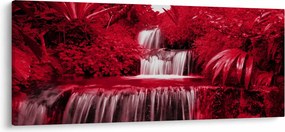 Kép - Indonéziai vízesések piros színben (120x50 cm)
