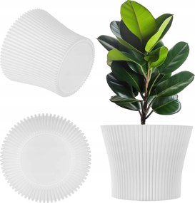 Virágtartó Kaspó 17cm Fedő Növények Virágágyás Műanyag Fehér