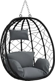 vidaXL Függő tojás szék Antracit 91,5 x 60 x 110 cm polirattan