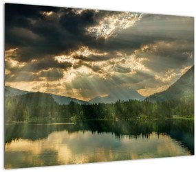 Tó a ragyogó nappal képe (üvegen) (70x50 cm)