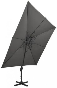 antracitszürke dupla tetejű konzolos napernyő 300 x 300 cm