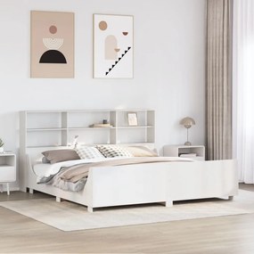 fehér tömör fa könyvespolcos ágy matrac nélkül 180 x 200 cm