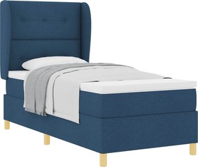 vidaXL Boxspring ágy matraccal Sötétszürke 90x190 cm Szövet Kék szövet