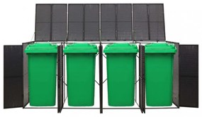 fekete polyrattan négyes kerekeskuka tárolófészer 274x80x117 cm